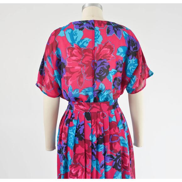 Vintage 80s Boho Floral Skirt and Top Set Full Midi Skirt with Pockets 2pc M - Picture 5 of 10